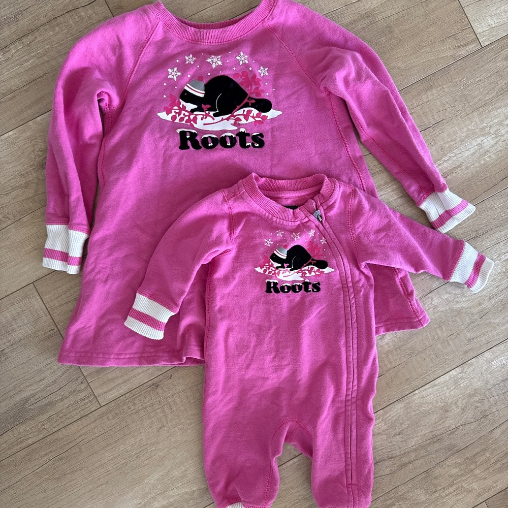 Roots girls winter outfit size 3T & 0-3m